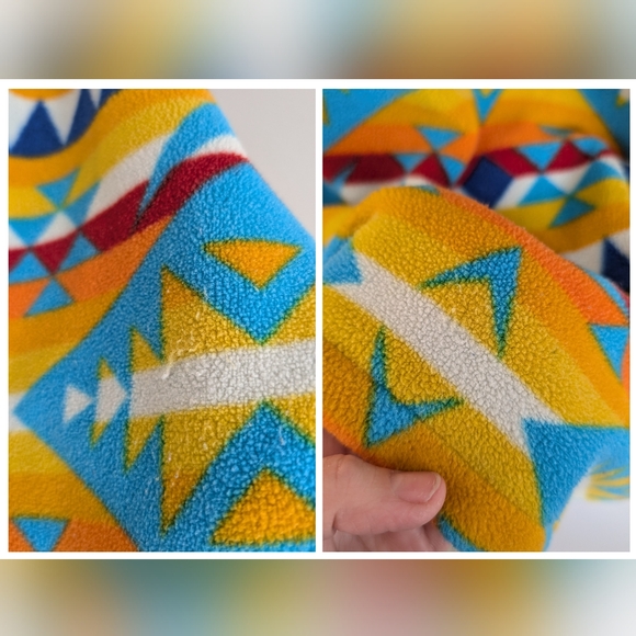 Vintage Massive Outdoor Supply Fleece Half Zip Hoodie, Blue & Orange, Size L - Picture 15 of 15